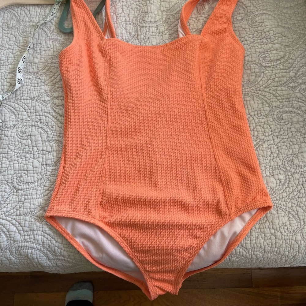 Myra Bag Coral and White Textured Swim Top
